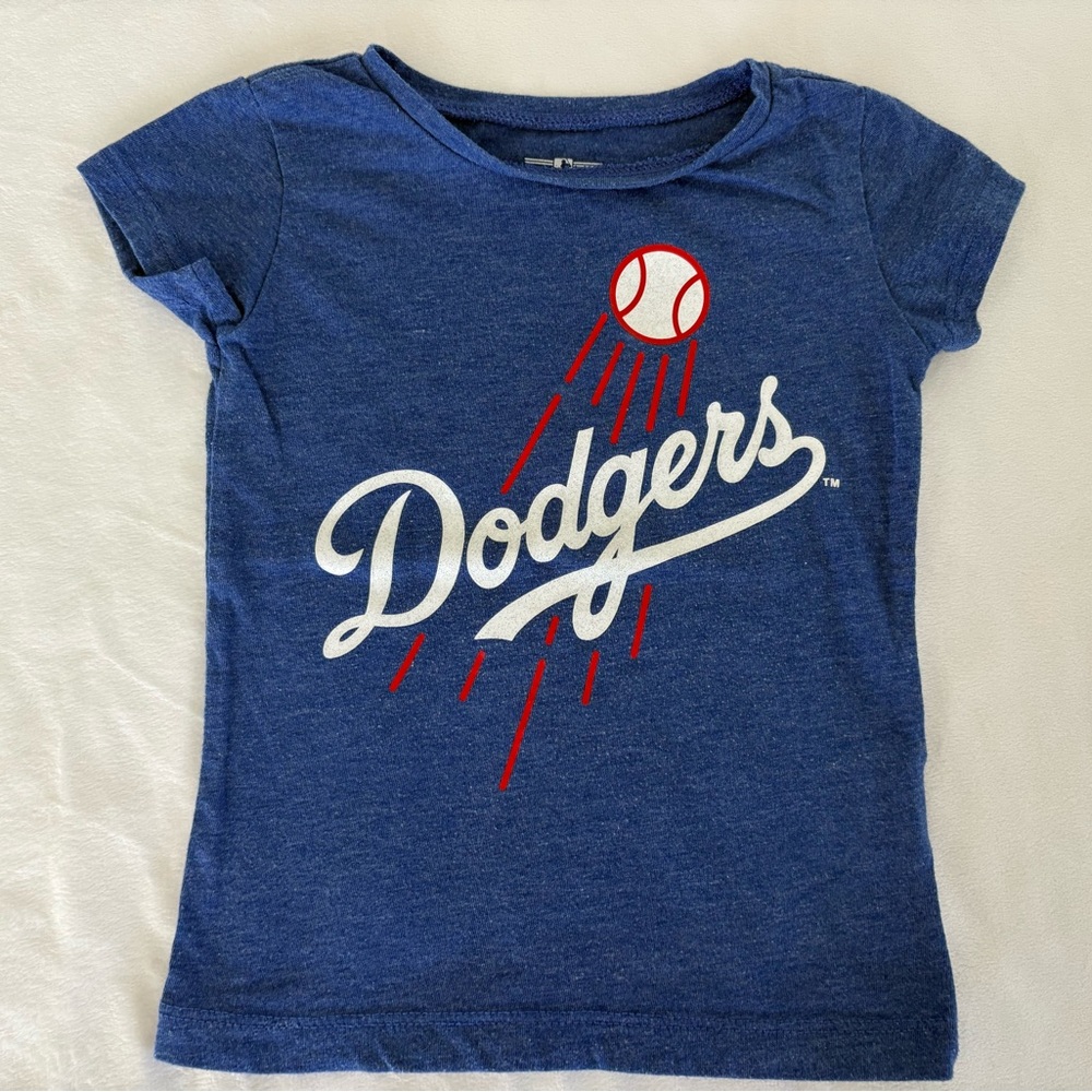 Genuine Merchandise Dodgers Girls Short Sleeve Tee in Blue with White & Red Logo